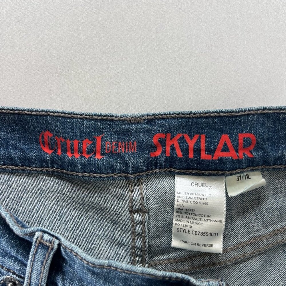 Cruel Denim Skylar Wide Leg Jeans Womens 31 High Rise Distressed Button Fly Blue - Picture 11 of 11